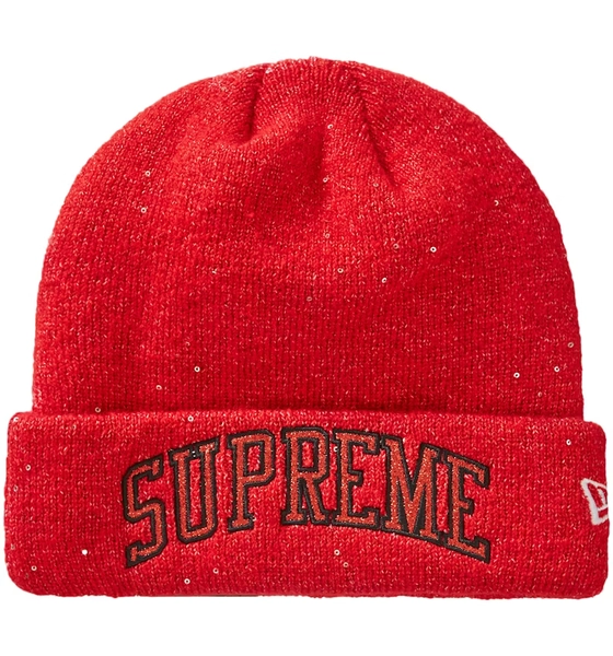Supreme New Era Metallic Arc Beanie Red