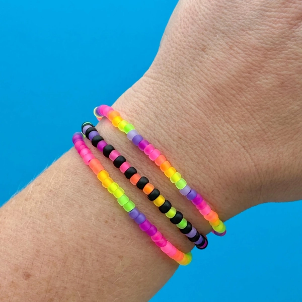 90’s Neon Rainbow All Seed Beaded Bracelets
