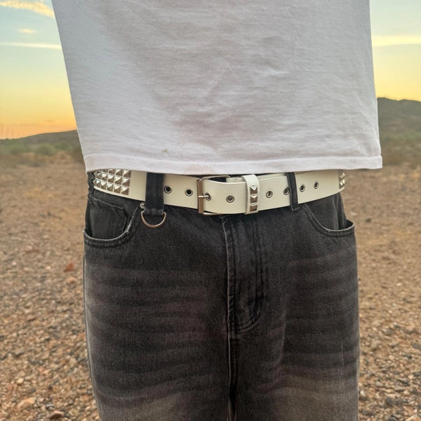 Y2K White Pyramid Stud Belt 🤍 Punk Goth Grunge Scene...