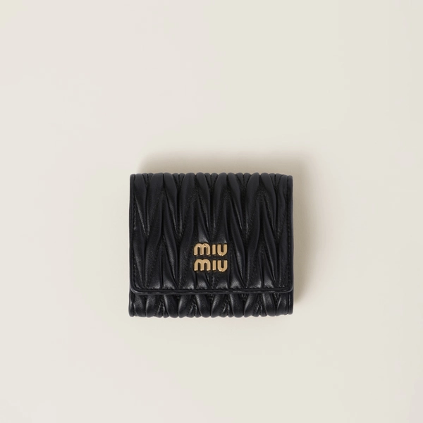 Small matelassé nappa leather wallet