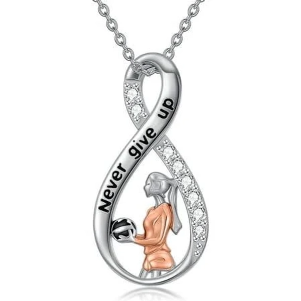 Volleyball Necklace for Women 925 Sterling Silver Volleyball Necklace Never Give Up Jewelry Graduation Valentine's Day Gifts for Wife Sports Lovers,