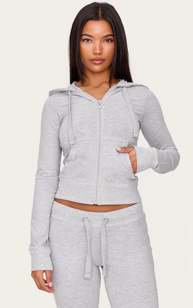 PLT Grey Marl Zip Up Fitted Track Top