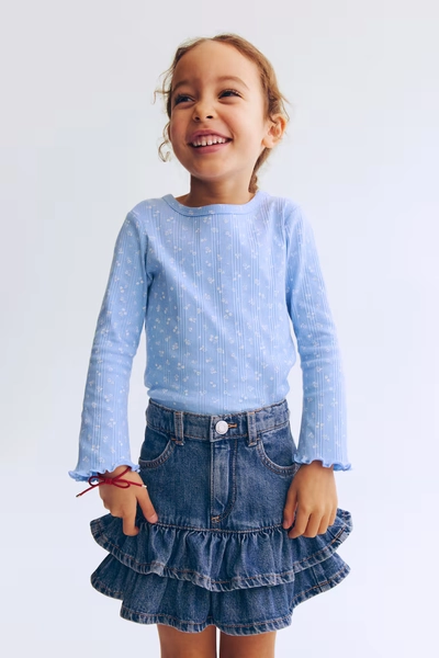 Ribbed Jersey Top -red hearts 