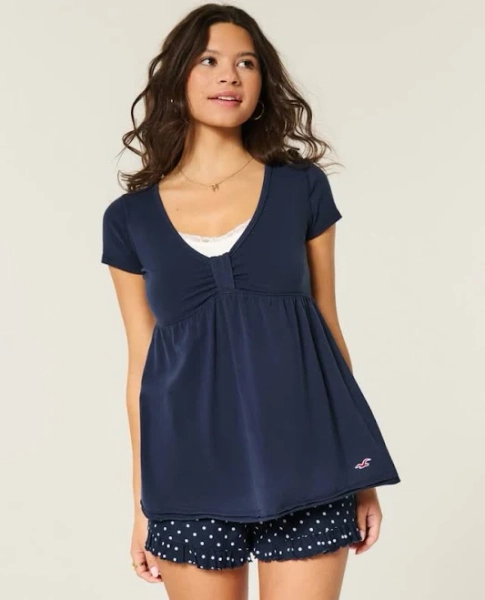 Hollister Women's Easy Short-Sleeve Babydoll Top