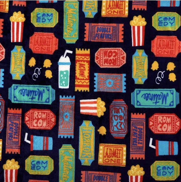 MOVIE NIGHT Tickets &amp; Popcorn 5x6 ft Oversized THROW BLANKET The Big One® NEW!