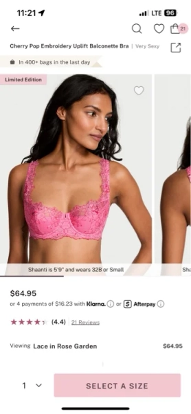 Women's Victoria's Secret Cherry Pop Embroidery Uplift Balconette Bra