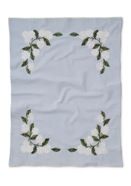 Hydrangea Embroidered Tea Towel
