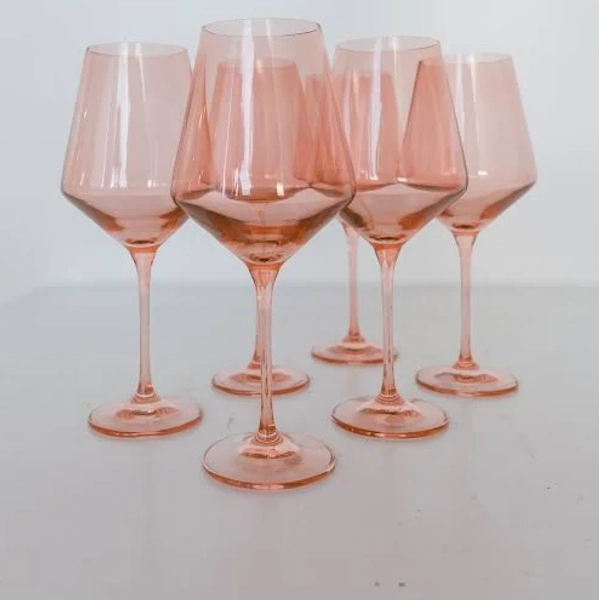 Estelle Colored Glass Hand-Blown Wine Glass 6-Piece Set