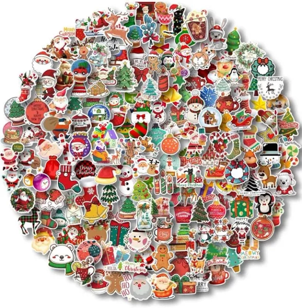 Christmas Stickers 200Pcs Merry Christmas Vinyl Stickers for Water Bottles Scrapbooking Crafts Funny Christmas Holiday Stickers forKidsTeens