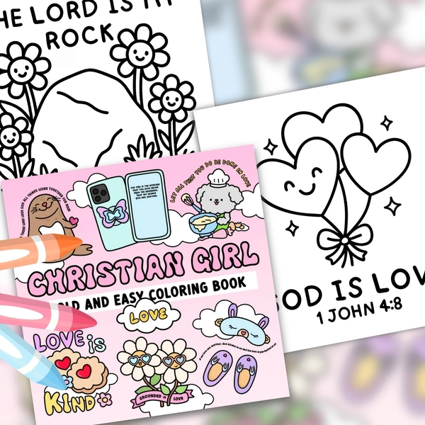 1pc Christian Girl Coloring Book | Love: Bold and Easy Coloring Pages for Adults, Teens, and Kids | Inspired by Bible Verses | 25 Single-Sided Designs | Perfect for Relaxation and Stress Relief | Gift for Holiday & Party Birthday | Material: Paper
