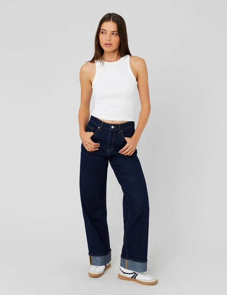Jean baggy à revers