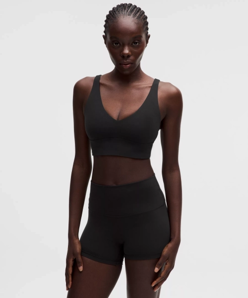 lululemon Focuser V-Neck Bra *Light Support, A/B Cup - Black - XXS