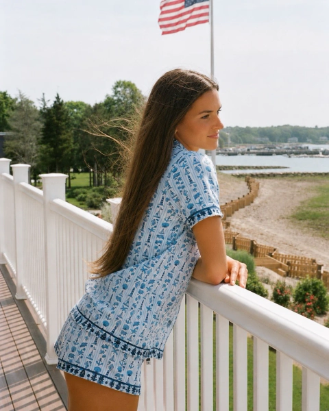 Pink Palm Pajamas in Cape Cod