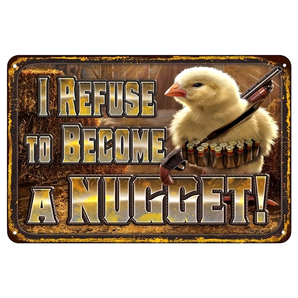 2D Flat, [2D Flat] 1pc Wall Hanging Iron Plaque I Refuse to Become A Nugget! Vintage Text Durable Metal Sign, Nautical Decor, Room Decor Perfect for Room Deco, Room Decor Ideal for Kitchen, Dining Room, Bar, Cafe, Garage Decor, 8X12 Inch Metal Wall