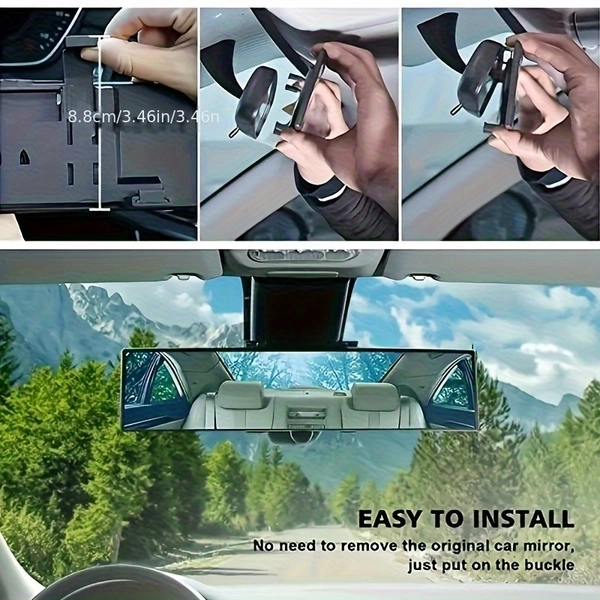 1pc car universal curved rearview   interior clip type - Temu