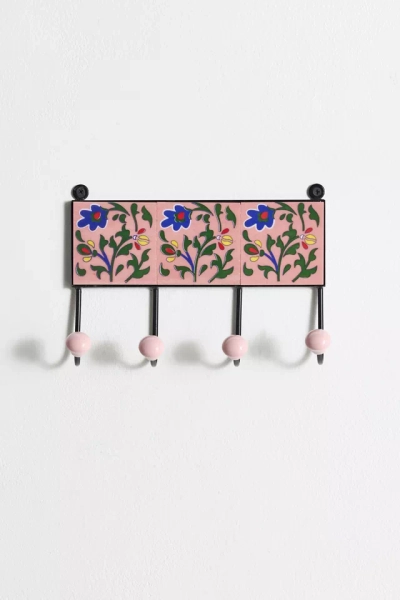 Multi Ceramic Floral Tile Wall Hook