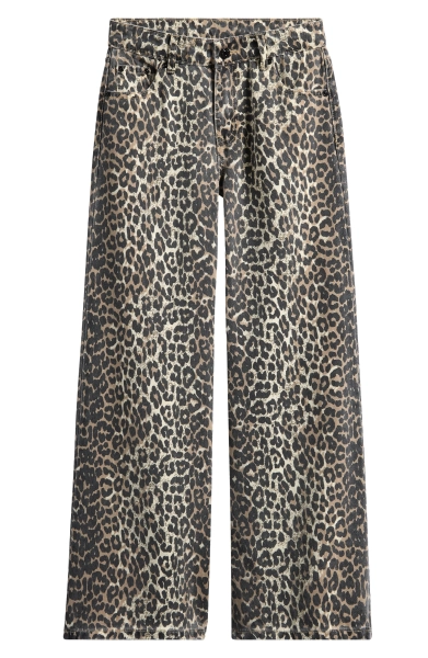 Kids' Leopard Print Wide Leg Jeans