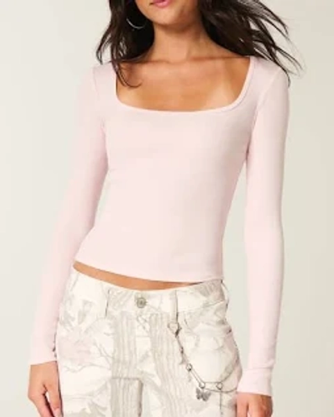 Hollister Women's Long-Sleeve Square-Neck Top