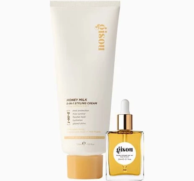 Gisou Style & Shine Duo 5-in-1 Styling Cream and Our Award-Winning Honey Infused Hair Oil