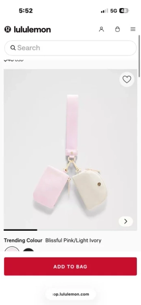 Dual Pouch Wristlet - Blissful pink/light ivory - ONE SIZE
