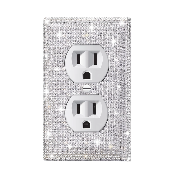1pc Silvery Shiny Silvery Rhinestones Outlet Covers Bling Wall Plates Light Switch Cover Plate Decorative Outlet Cover Durable Switch Covers,  Wall Decoration, Bling Design, Decorative Accents, Durable Material, Outlet Decor, Stylish Living Spaces