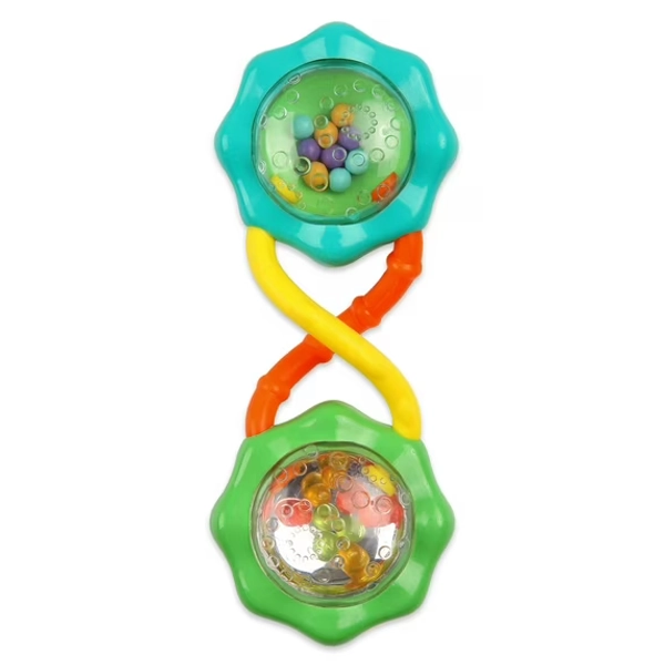 Bright Starts Rattle & Shake BPA-Free Baby Barbell Toy, Green, For Ages Newborn +