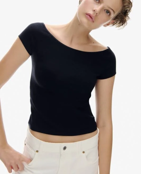 H&M Ladies Off-The-Shoulder Ribbed Top