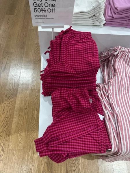 Pink plaid pj pants