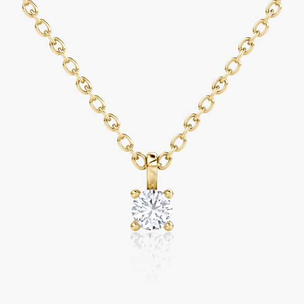 Petite Solitaire Pendant in Yellow Gold | Round Brilliant Cut VRAI Created Diamond