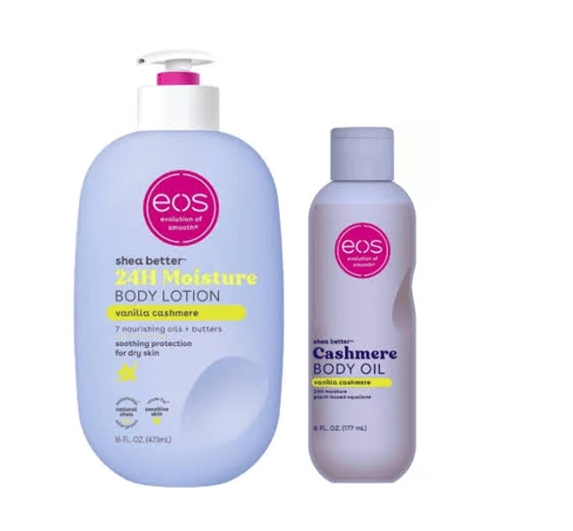 Eos Shea Better 24H Moisture, Vanilla Cashmere Body Lotion & Body Oil Bundle, Size: 16 fl oz
