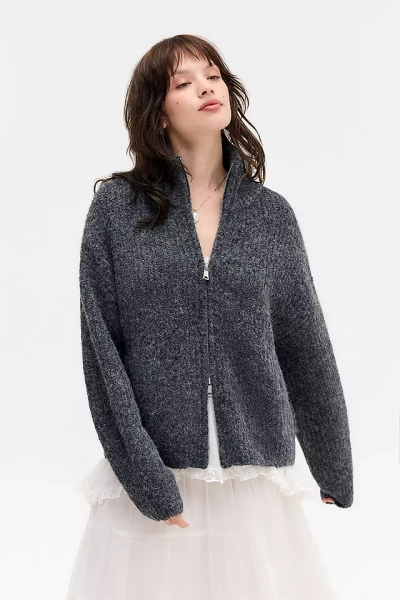 UO Finn Funnel Neck Zip-Through Cardigan
