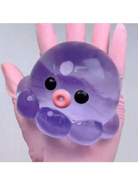 1pc Cute Stress Relief Transparent Octopus Super Sticky Squeezy Toy: Portable Squeeze Toy, Great For Desk And Travel Relaxation, Tabas Soft Bouncy Toy, Suitable For Teens 14+ Years