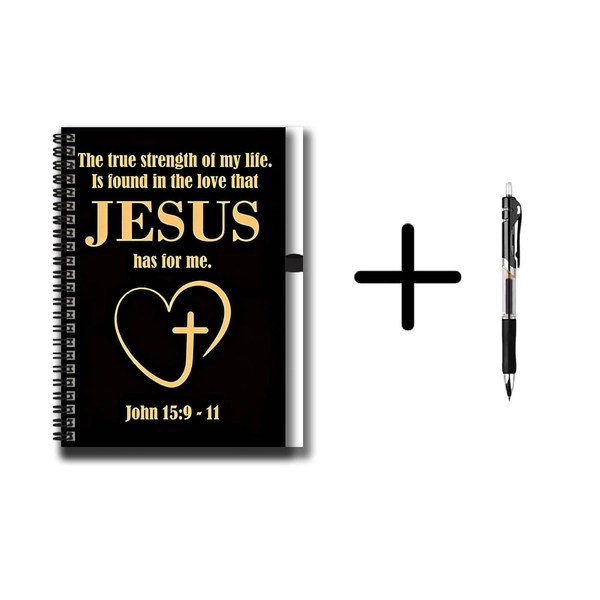 Christian Bible Verse Spiral Notebook &amp; Pen with Jesus-Themed Cover - Compact Portable Diary Journal Suitable for, Work, Prayer Journaling, Bible Study Gift for,, Graduation, Gifts with Pen Holder