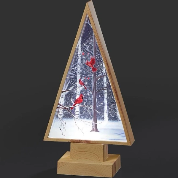 Roman 12" LED Lighted Swirl Cardinal Christmas Tabletop Decor