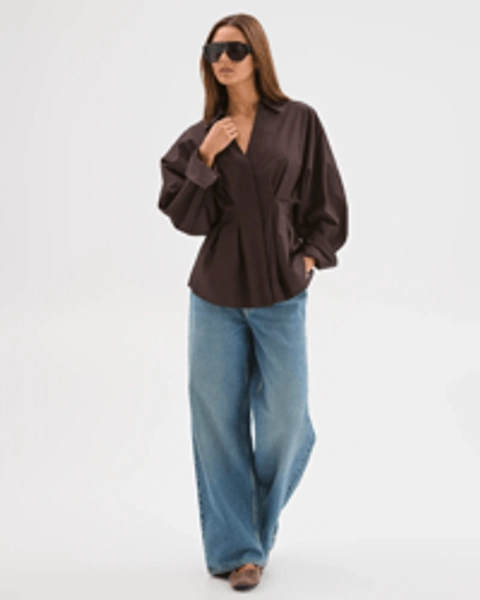Lily Loves Australian Cotton Poplin Cinched Waist Shirt 