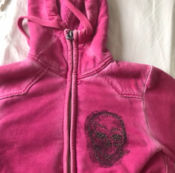 Pink True Religion zip up hoodie