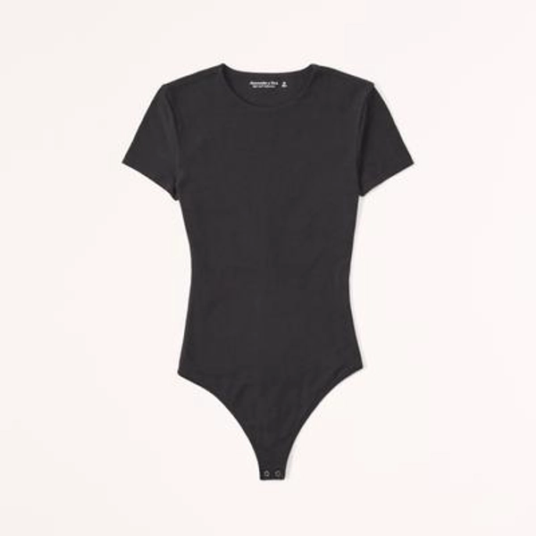 Short-Sleeve Cotton-Blend Seamless Fabric Crew Bodysuit