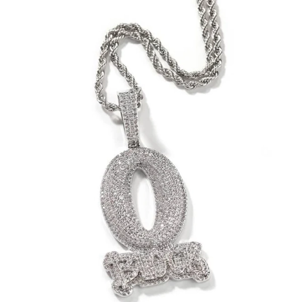 Hip Hop O Block Iced Out Pendant Chain Necklace