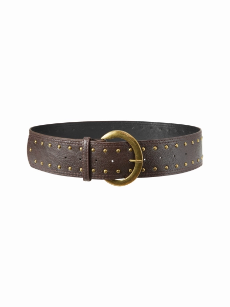 STUDDED ROUND BUCKLE BELT For Daily Casual