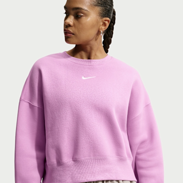Nike Sportswear Phoenix Fleece Women's Over-Oversized Crew-Neck Sweatshirt - Light Magenta/Sail - Size XS