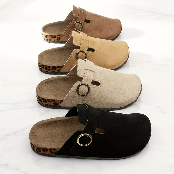 New Style Outdoor Slip-On Closed-Toe Slippers with Thick Soft Anti-Slip Soles, Vintage Style Slip-On Mules for Women, Round Toe with Thick Rubber Soles, Comfortable Footwear for Autumn/Winter, Plus Size Casual Mules, Women Shoes