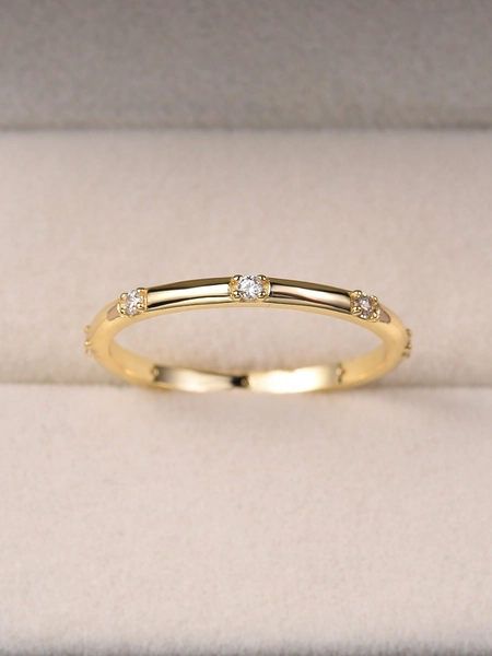 ESBERRY 1 PC Gorgeous Cubic Zirconia Ring Ladies Jewelry 925 Sterling Silver Yellow Gold Plated Fine Jewelry Daily Wear Gifts
