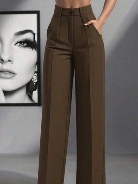 Women's High Waist Pleated Loose Fit Trousers, Suitable For Work And Casual Wear, Spring/Summer