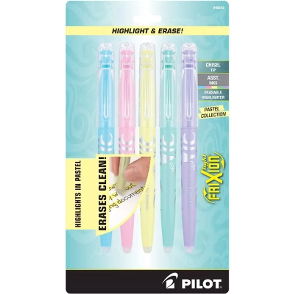 Pilot 5pk FriXion Light Pastel Erasable Highlighters Chisel Tip Colorful Inks