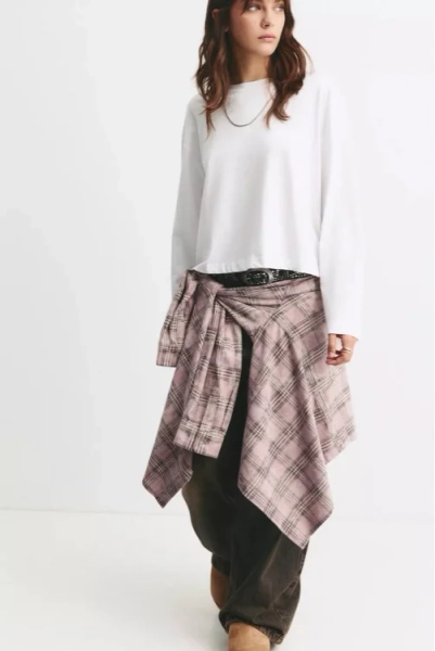 Langärmeliges Boxy-T-Shirt
