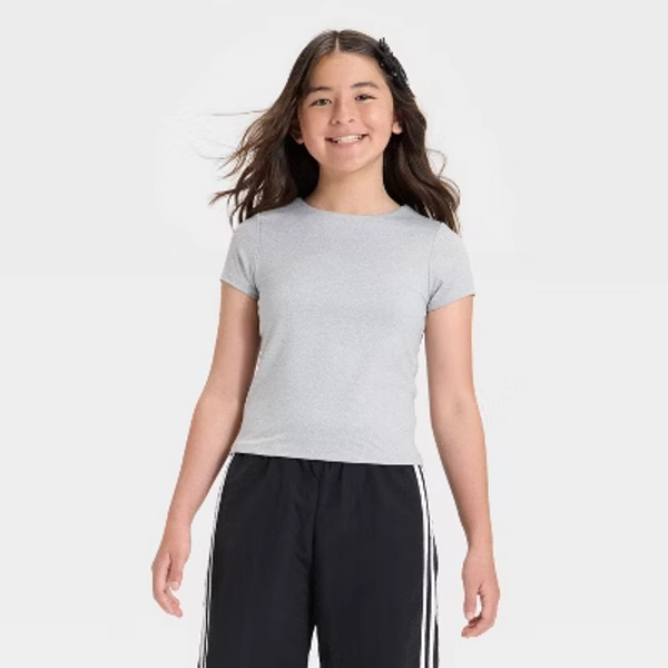 Girls' Short Sleeve Super Soft T-Shirt - art class™ Heather Gray M