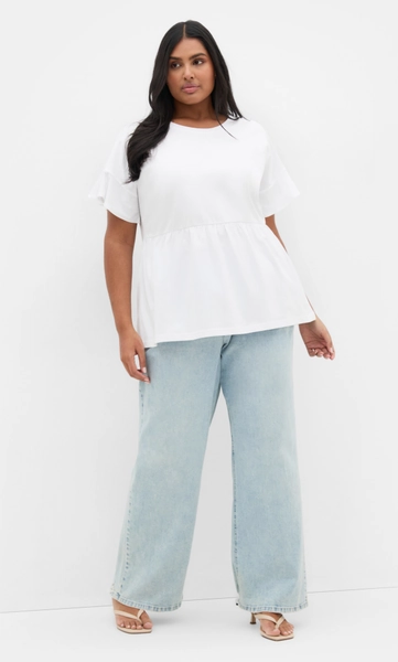 Amelia Peplum Tee - white