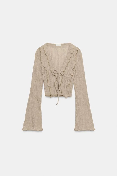 RUFFLED TOP WITH TIE DETAIL