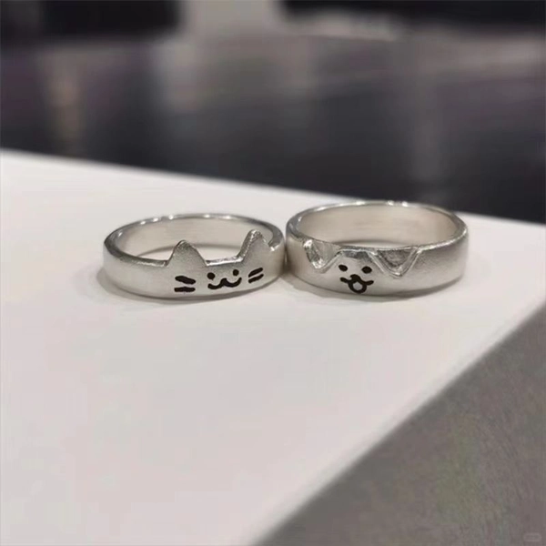 A Ring Kitten And Puppy Can Be Lovers Ring Superimposed Cute to Send Girlfriend Ring Simple All-Match