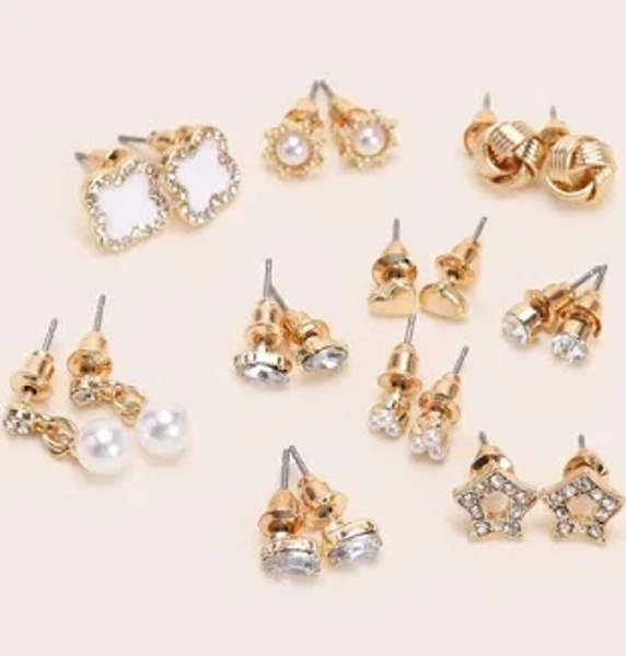 Womens peacocks 10pk Silver Diamante Stud Earrings